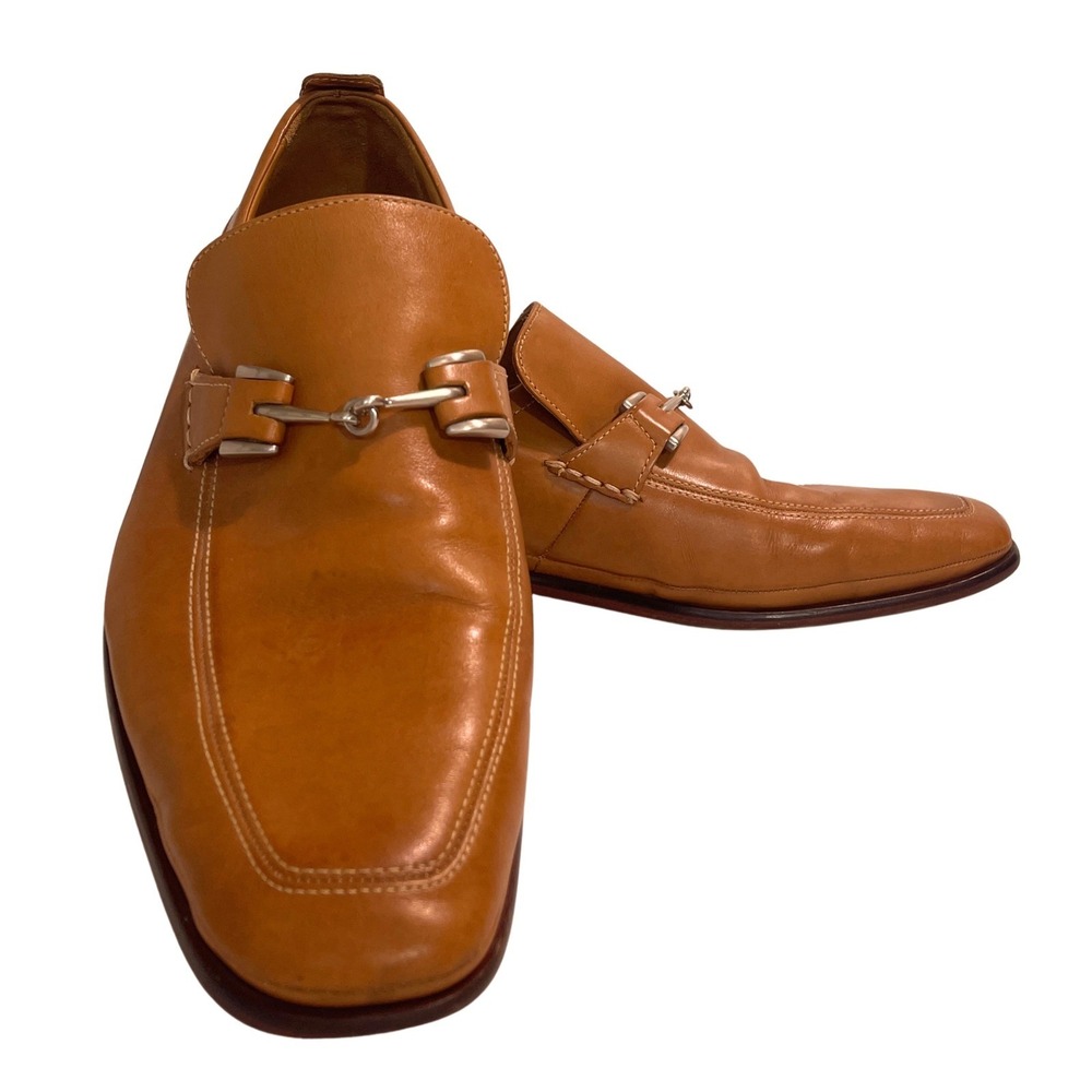 Cole Haan Horse Bit Loafers Mens 10.5 Tan Leather Square Toe Dress Shoes Preppy